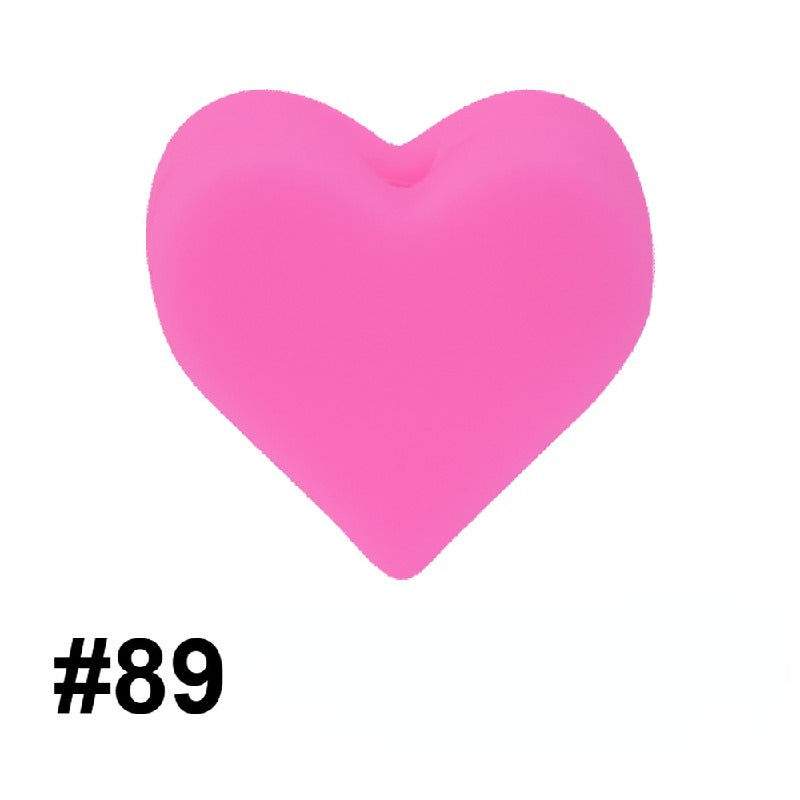 50pcs 14mm Heart Silicone Beads Colorful Diy Teether Accessories 42