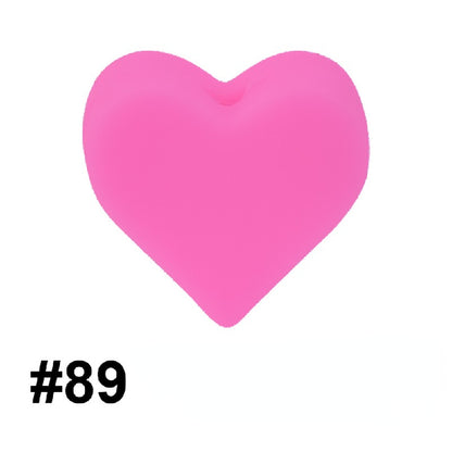 50pcs 14mm Heart Silicone Beads Colorful Diy Teether Accessories 42
