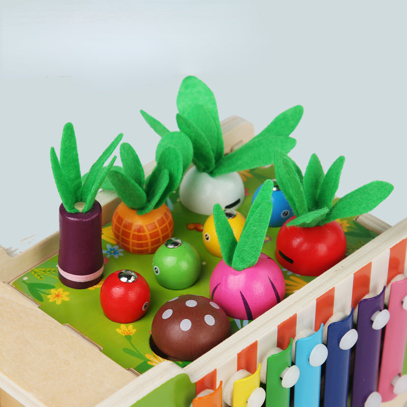 Wooden Montessori Toys Multifunctional Pulling Radishes Farm Toy 4