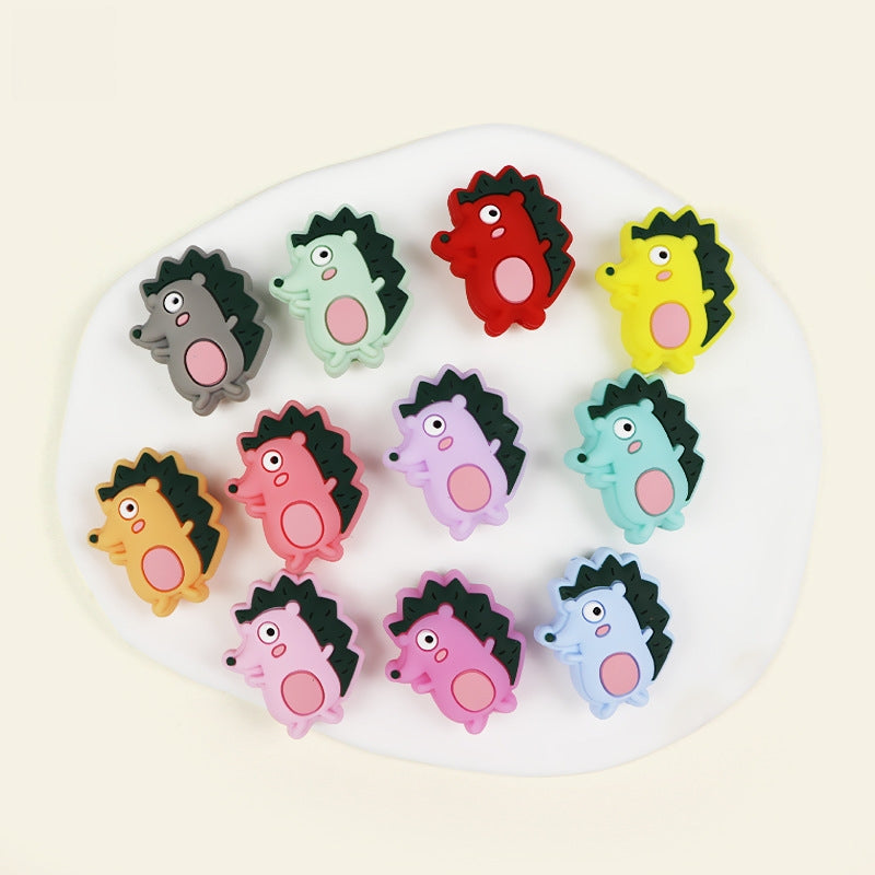 Silicone Focal Beads Cartoon Hedgehog Side Profile Design 2