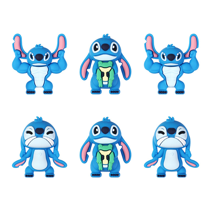 20Pcs Silicone 3D Focal Beads Blue Alien Character Large Ears Stacked Figure