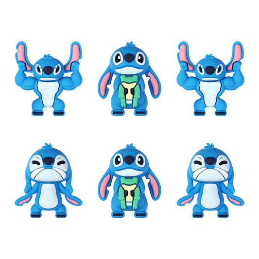20Pcs Silicone 3D Focal Beads Blue Alien Character Large Ears Stacked Figure