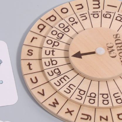 Wooden Montessori Toys Word Game Turntable Educational Toy 4