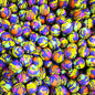 50pcs 15mm Printed Splatter Paint Silicone Beads Multicolor Design 4