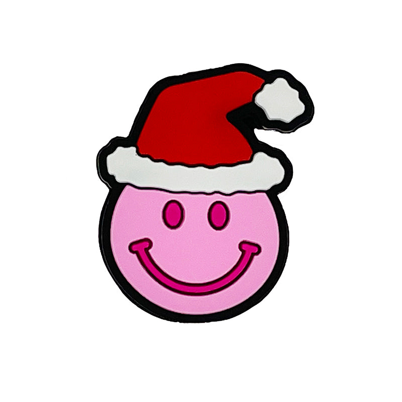 20pcs Silicone Focal Beads Christmas Smile Wearing Santa Hat 3