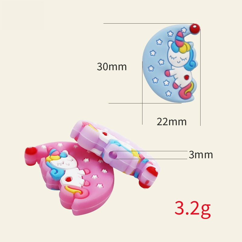 Silicone Focal Beads Unicorn Moon with Star Detail 2