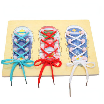 Wooden Montessori Toys Shoelace Tying Board Educational Toy