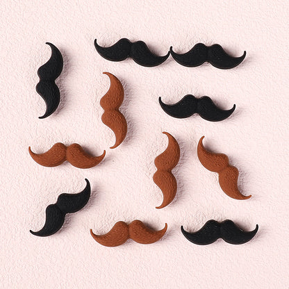 20Pcs Silicone Focal Beads Black Brown Beard Shape 6