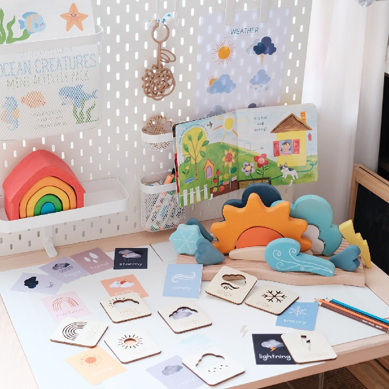 Wooden Weather Awareness Montessori Toys Educational for Kids 4