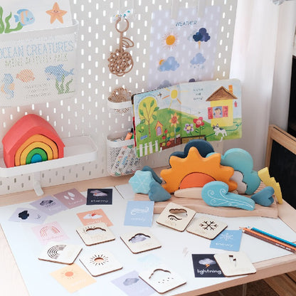 Wooden Weather Awareness Montessori Toys Educational for Kids 4