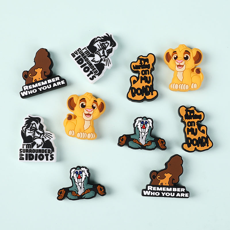 20Pcs Silicone Focal Beads Young Lion with Text Decorations 3