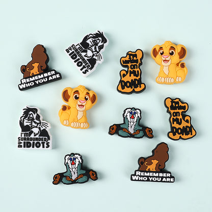 20Pcs Silicone Focal Beads Young Lion with Text Decorations 3