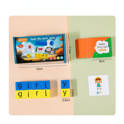 Wooden Montessori Toys English Card Spelling Cube for Kids 9