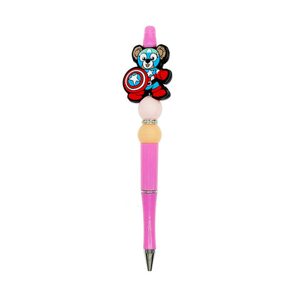 20pcs Silicone Focal Beads Bear Character with Star Shield 3
