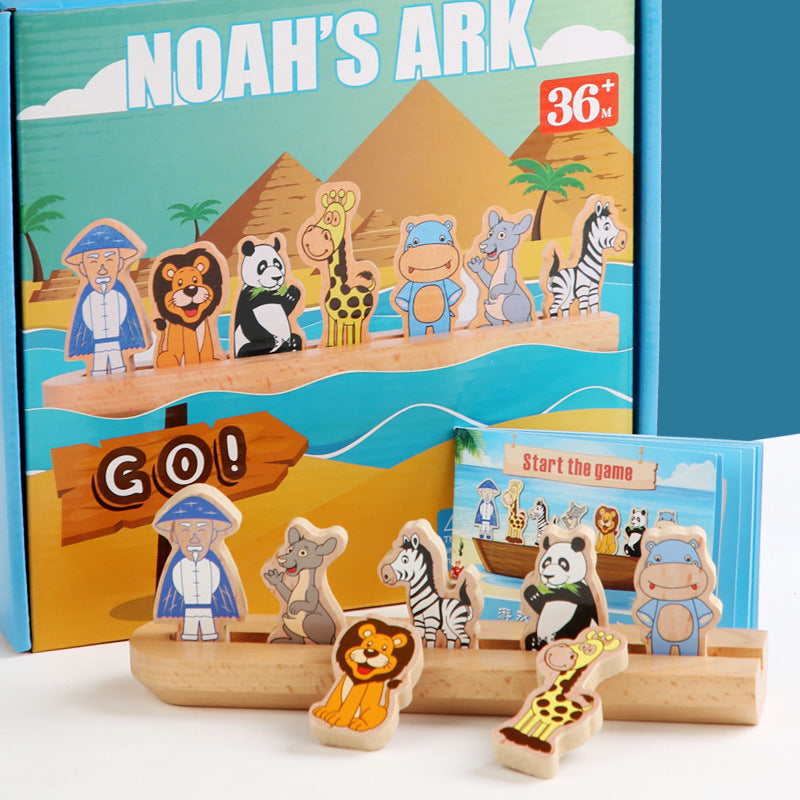 Wooden Montessori Toys Noahs Ark Sorting Blocks for Kids 7