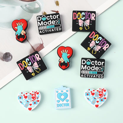 20Pcs Silicone Focal Beads Doctor Medical Heart Clipboard Detail 2