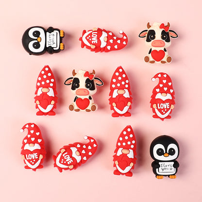 20Pcs Silicone 3D Focal Beads Valentine S Day Theme Animal Love Front Facing 7