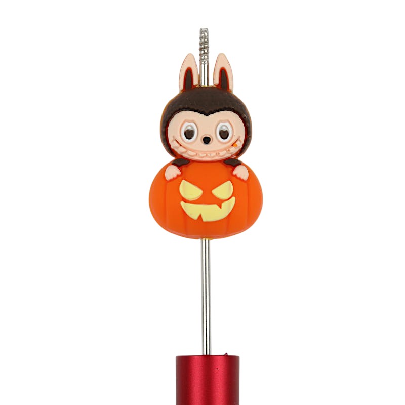 20Pcs Silicone 3D Focal Beads Halloween Pumpkin Labub Character Sitting Pose 2