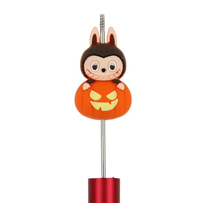 20Pcs Silicone 3D Focal Beads Halloween Pumpkin Labub Character Sitting Pose 2