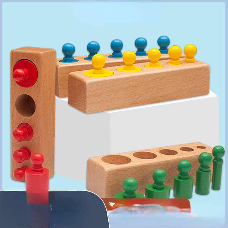 Wooden Montessori Toys Color Cognitive Socket Cylinder for Toddlers 2