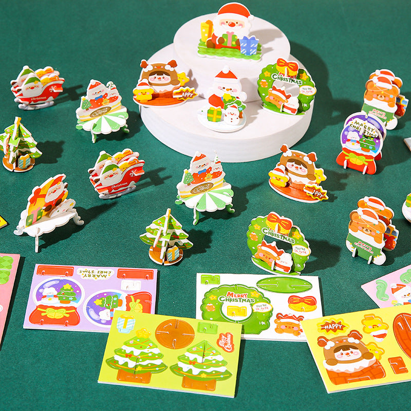 Christmas 3D Puzzle Paper Toy Educational for Kids 10pcs