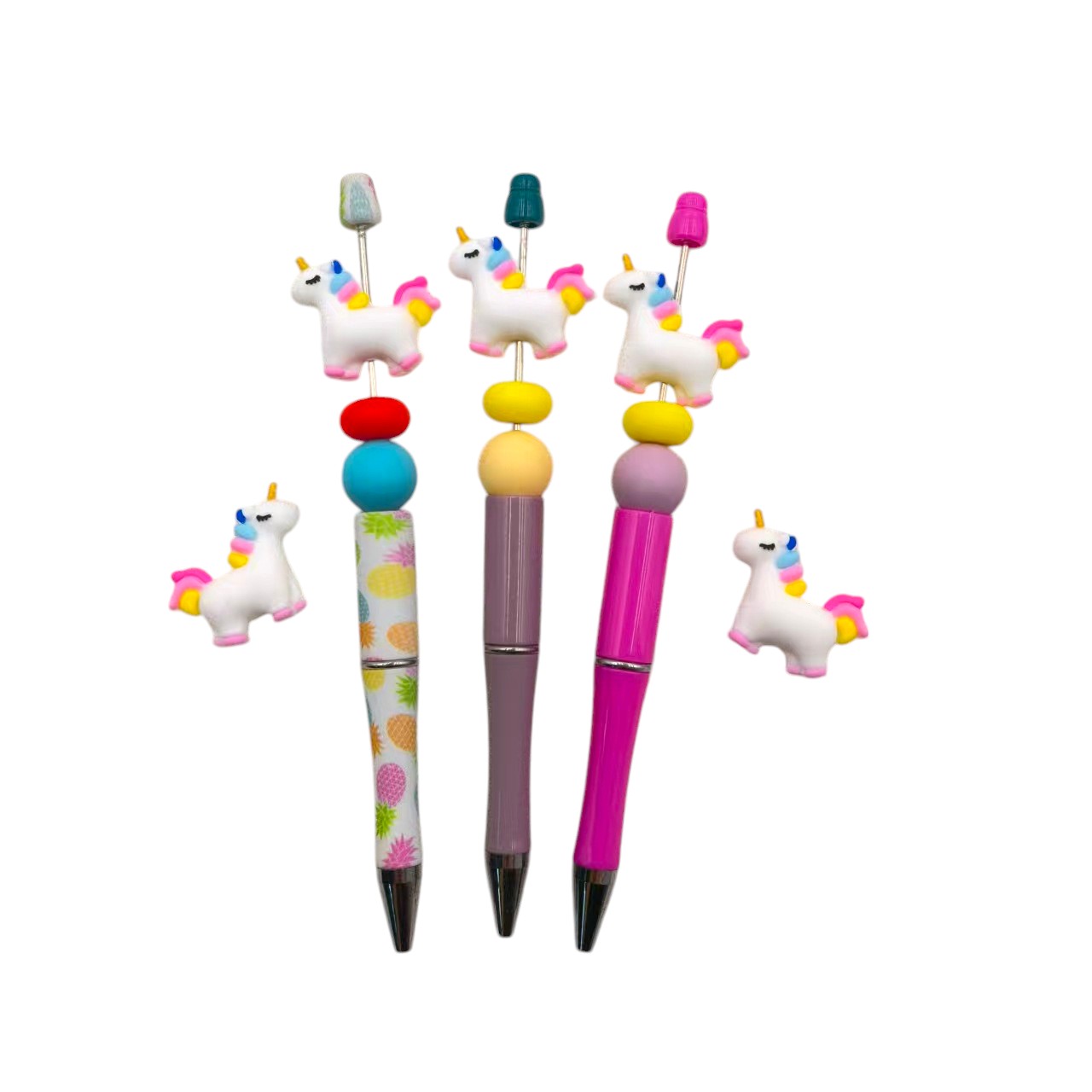 20Pcs Silicone 3D Focal Beads Unicorn Milky White Design 2