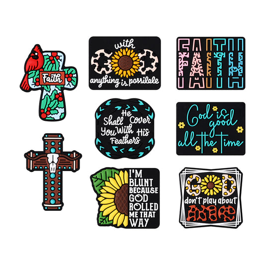 Silicone Focal Beads Jesus Faith Cross With Religious Text Designs