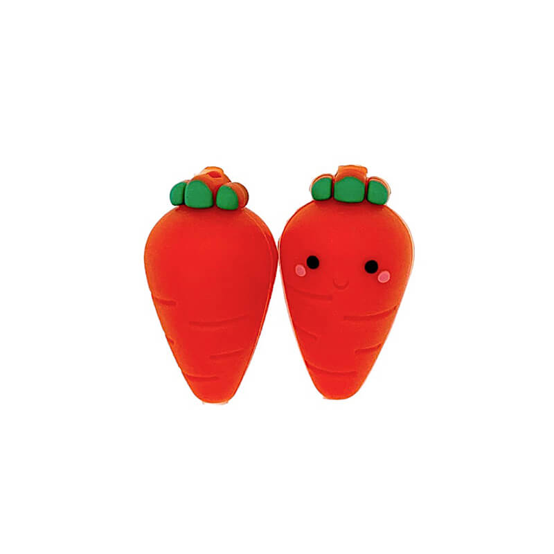 Silicone 3D Focal Beads Carrot with Green Top