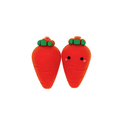 Silicone 3D Focal Beads Carrot with Green Top