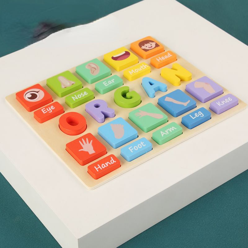 Wooden Alphabet Puzzle Blocks Montessori Toys Educational Toy 7