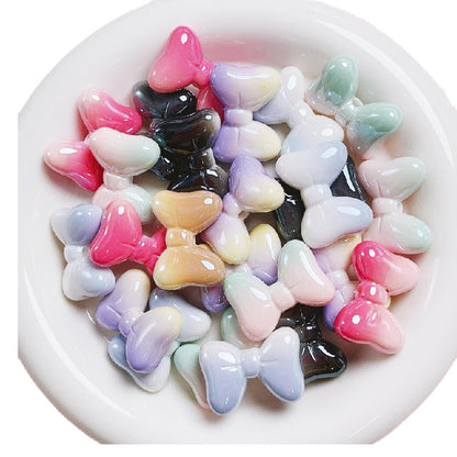 10pcs 25mm UV Finish Gradient Bow Acrylic Beads