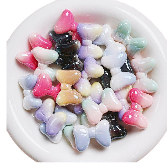 10pcs 25mm UV Finish Gradient Bow Acrylic Beads