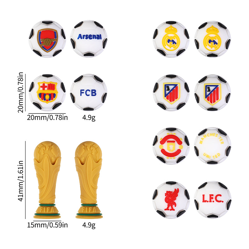 20pcs Silicone 3D Focal Beads World Cup Football Trophy and Soccer Ball Design 7