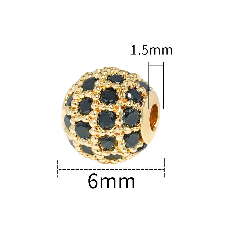 30pcs Fancy Zirconia Paved Brass Round Beads 25