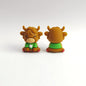 20Pcs Silicone 3D Focal Beads Brown Smiling Highland Cattle Sitting Pose