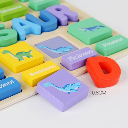 Wooden Alphabet Puzzle Blocks Montessori Toys Educational Toy 3