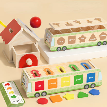 Wooden Montessori Toys Shape Paired Coin Box Sorting Toy 2