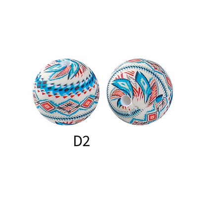 50pcs 15mm Rhombus Printed Silicone Beads Multi Color Design 12