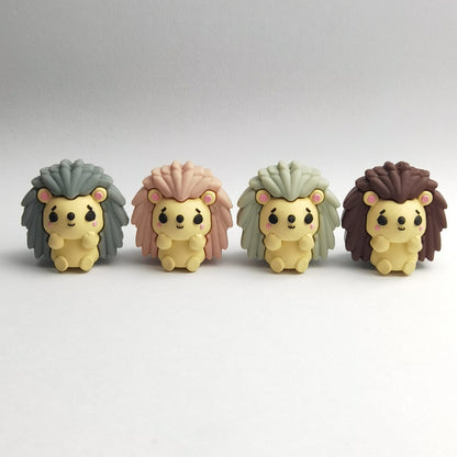 20Pcs Silicone 3D Focal Beads Cute Hedgehog Sitting Pose