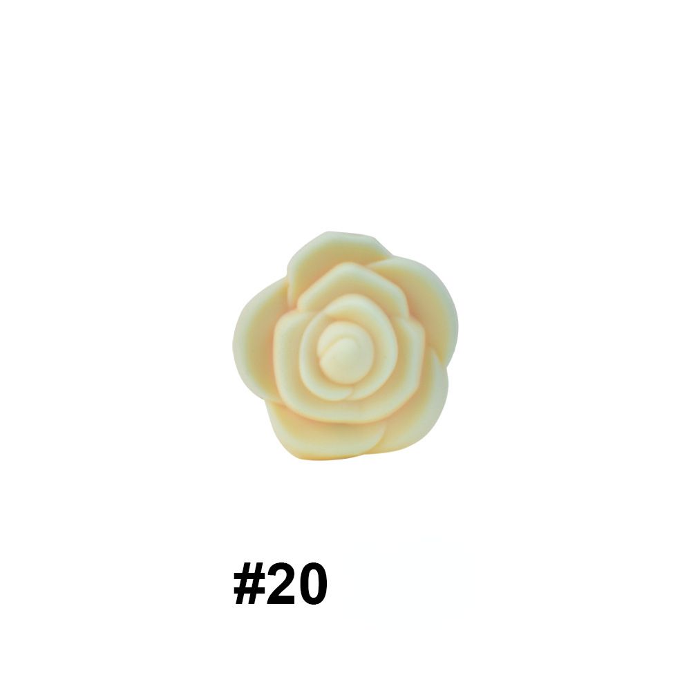 50pcs Silicone Focal Beads Rose Flower Double-Sided Design 17