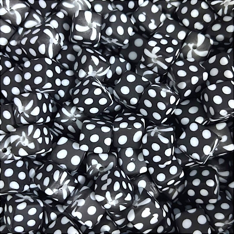 50pcs 13.5mm Printed Square Silicone Beads Variety Designs 19