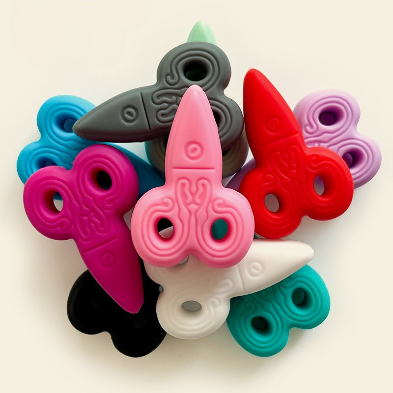 20Pcs Silicone Focal Beads Creative Scissors Front Facing Design