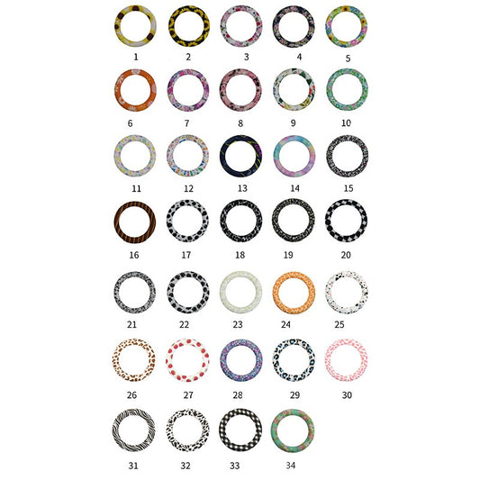 65mm Printed Silicone Beads Rings Multi Color Design