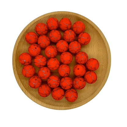 50pcs 15mm Printed Crackle Silicone Beads Colorful Design 8