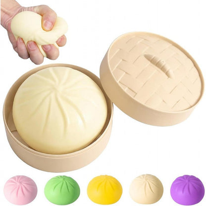 TPR Giant Steamed Stuffed Bun Squishy Soft Squeeze Toy with Steamer 5.5x9cm 6