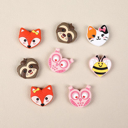 Silicone Focal Beads Valentine Day Heart Animal Variety 8
