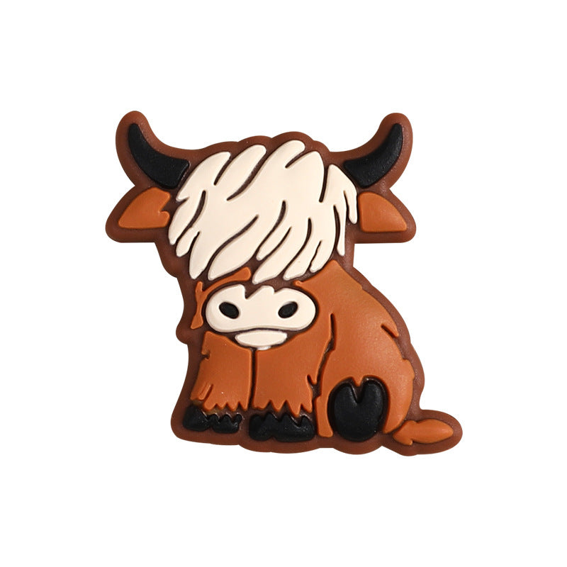 Silicone Focal Beads Highland Cow Catter Sitting Pose 9