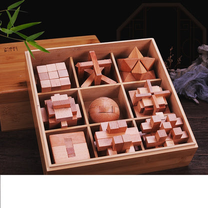 Wooden Luban Lock Puzzle Brain Teaser Educational Toy 7