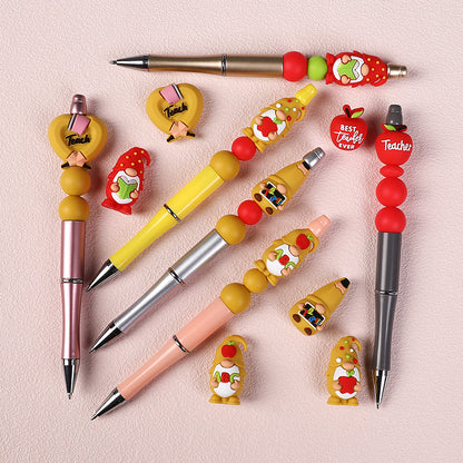 20Pcs Silicone 3D Focal Beads Teacher Series Pencil and Gnome Designs 6