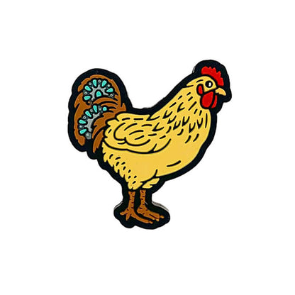 Silicone Focal Beads Chicken with Turquoise Tail Feather Detail 3
